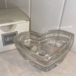 Vintage Mikasa Deco bowl heavy crystal  v shape art deco glass dish Germany 80s